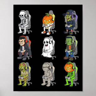 Poster Jeu Halloween Skeleton Vampire Gamer Zombie Boy
