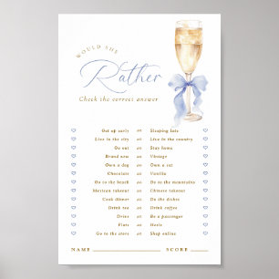 Poster Jeu numérique 'Champagne Bleu Ruban Would She Rath