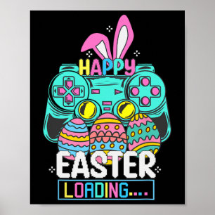 Poster Jeu Vidéo Pâques Bunny Gaming Contrôleur Gamer Bo
