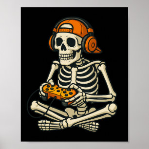Poster Jeu vidéo Skeleton Halloween Jeu Ados Gamer M