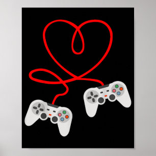 Poster Jeu Vidéo Valentines Jour T-Shirt Avec Contrôleur