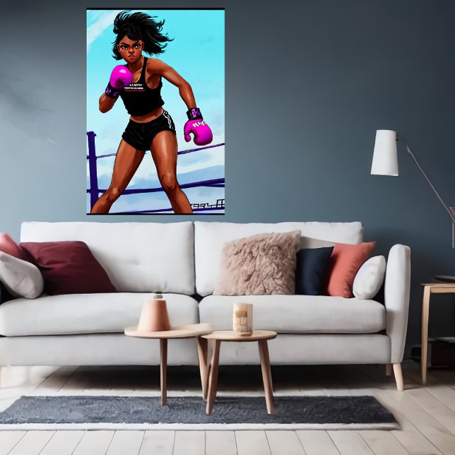Poster Jeune boxeur afro-américain | Art AI (Créateur téléchargé)