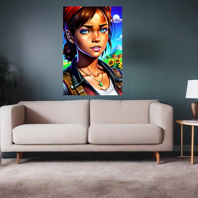 Poster Jeune dame à la ferme | Art AI (Créateur téléchargé)