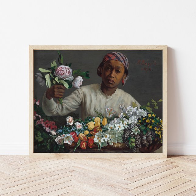 Poster Jeune femme avec des pivoines | Fré dé ric Bazil (Créateur téléchargé)