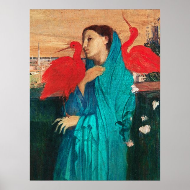 Poster Jeune femme avec Ibis par Edgar Degas (Devant)