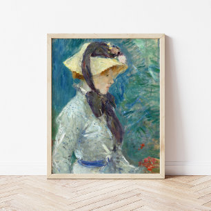 Poster Jeune Femme avec un Chapeau de Paille Berthe Mor