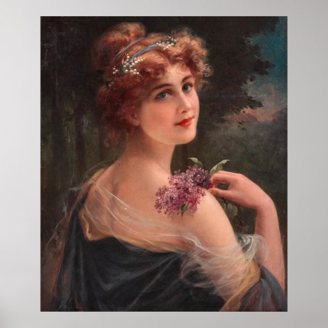 Poster Jeune femme avec un griffon de Lilac (Devant)