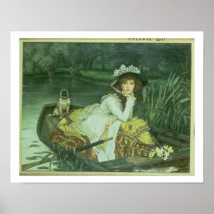 Poster Jeune femme dans un bateau, ou réflexions, c.1870