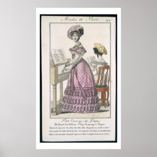 Poster Jeune femme dans une robe rose d'organdi