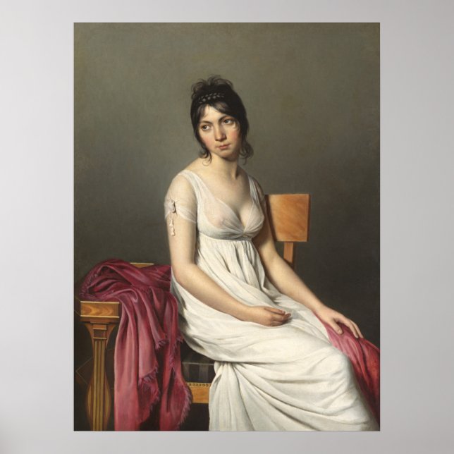 Poster Jeune femme en blanc, Jacques-Louis David Art (Devant)
