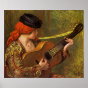 Poster Jeune femme espagnole avec une guitare par Pierre