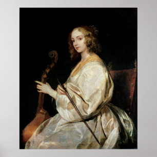 Poster Jeune femme jouant un vétiver de DA d'alto