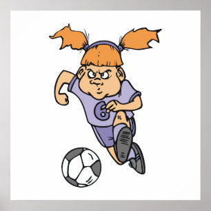 Poster jeune fille agressive joueur de football