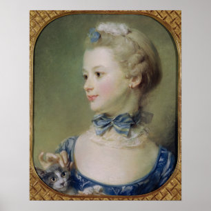 Poster Jeune fille avec un chat