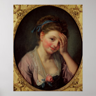 Poster Jeune fille avec un Rose