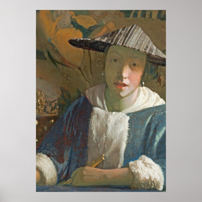 Poster Jeune fille avec une flûte, c.1665-70 (Devant)