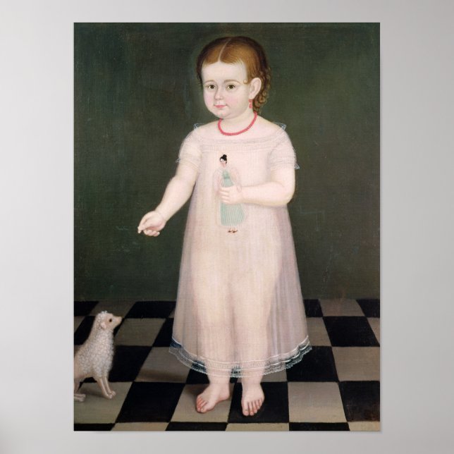 Poster Jeune fille avec une poupée, 1838 (Devant)