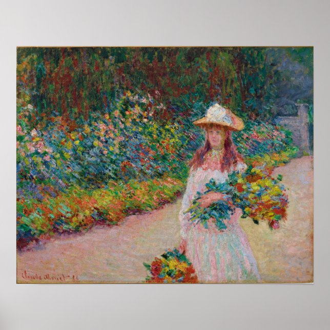 Poster Jeune fille dans le jardin de Giverny, 1888 (Devant)