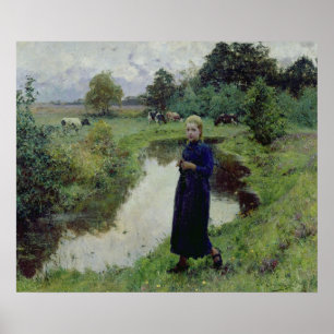 Poster Jeune fille dans les champs,