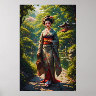 Poster Jeune fille du jardin vert