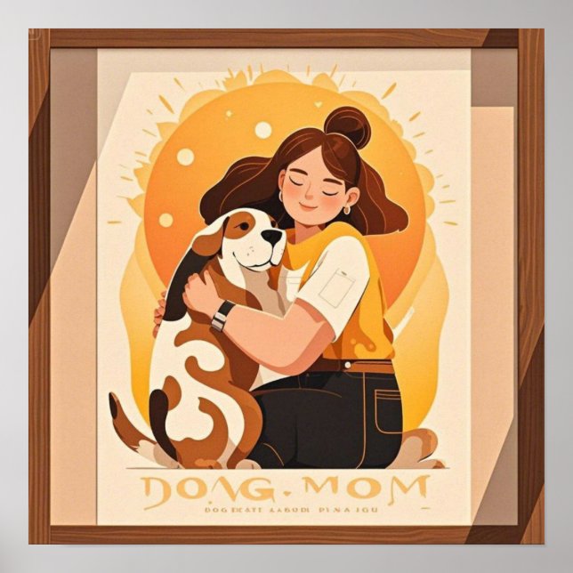 Poster Jeune fille et chien s'étreignent (Devant)