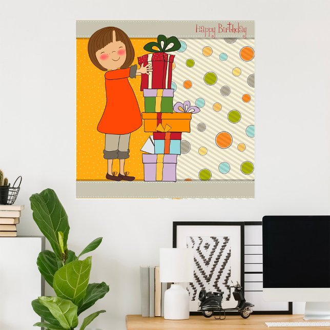 Poster Jeune fille Joyeux anniversaire (Créateur téléchargé)