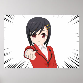 Poster jeune fille manga a courts