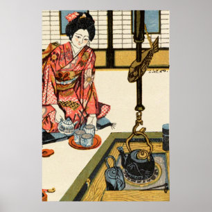 Poster Jeune fille qui donne du thé Sekino Jun'ichiro 194