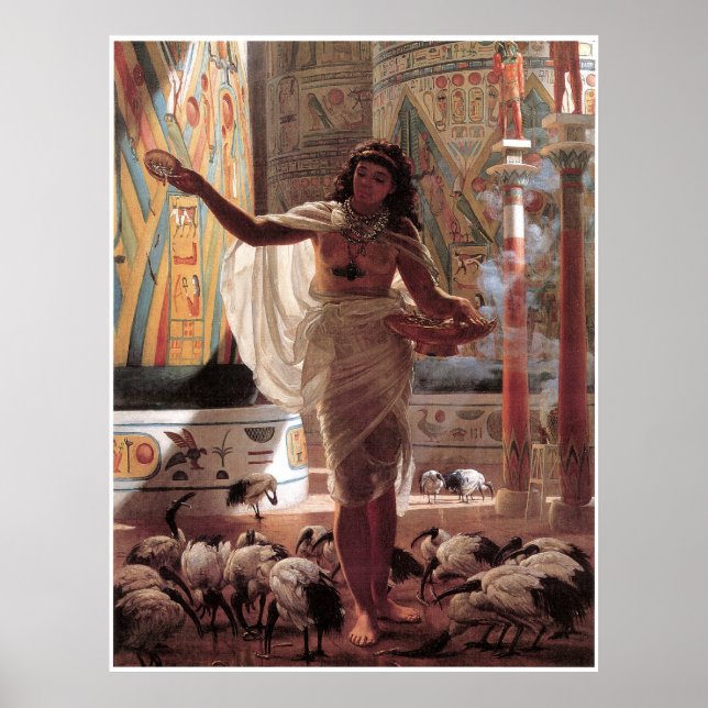 Poster Jeune fille qui nourrit les Ibis sacrés à Karnak, (Devant)
