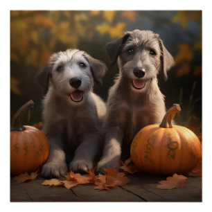 Poster Jeune Loup-Garou Automne Délice Citrouille