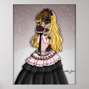 Poster Jeune mariée gothique de dentelle - blonde
