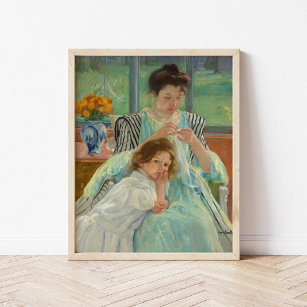 Poster Jeune mère coudre   Mary Cassatt