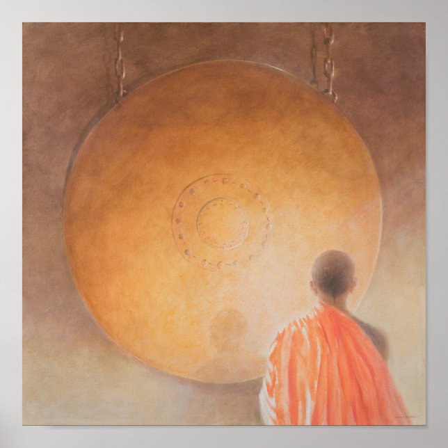 Poster Jeune moine bouddhiste et Gong Bhoutan 2010 (Devant)