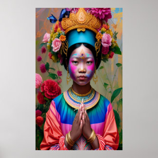 Poster Jeune princesse florale