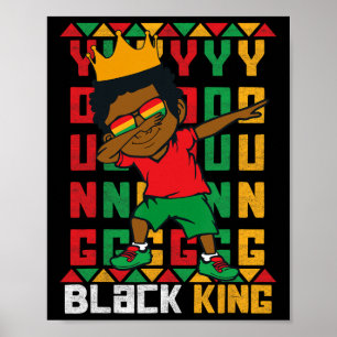 Poster Jeune Roi Noir Dab Kid African American Boy Juin