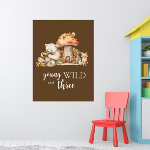 Poster Jeunes animaux sauvages et trois animaux des forêt