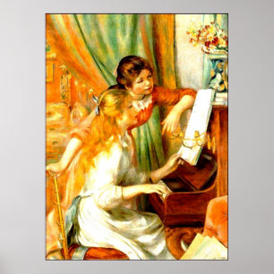 Poster Jeunes filles à l'affiche de piano (dans de nombre