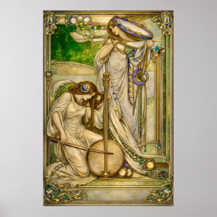 Poster Jeunes Filles Musiciennes Art Nouveau Illustration