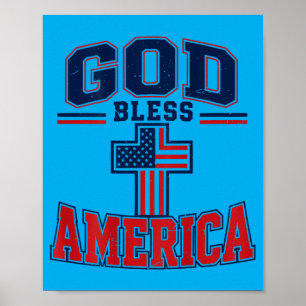 Poster Jeunes Garçons Dieu Bénisse le Drapeau Aamerica Pa