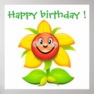 POSTER "JEUX ANNIVERSAIRE FACE FLOWER