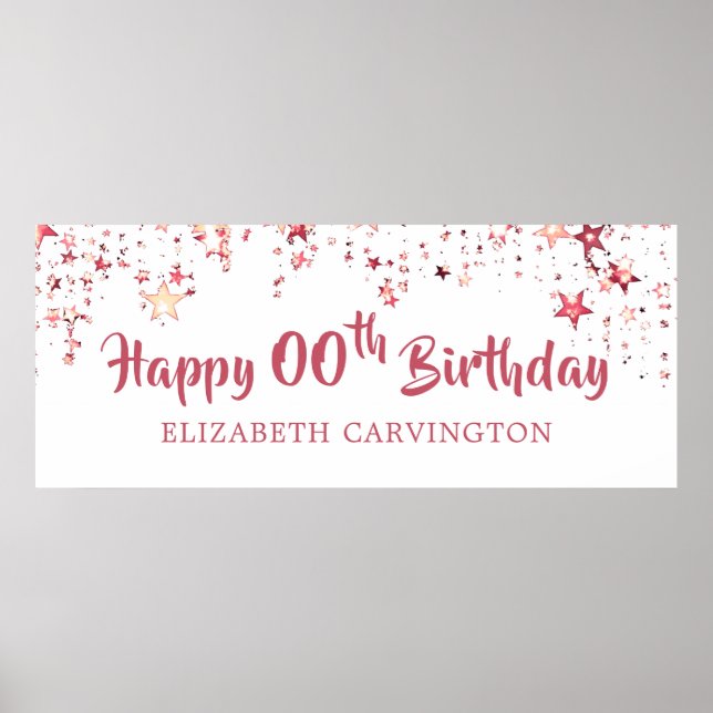 Poster JEUX ANNIVERSAIRE Moderne N'IMPORTE QUEL ÂGE Rose  (Devant)