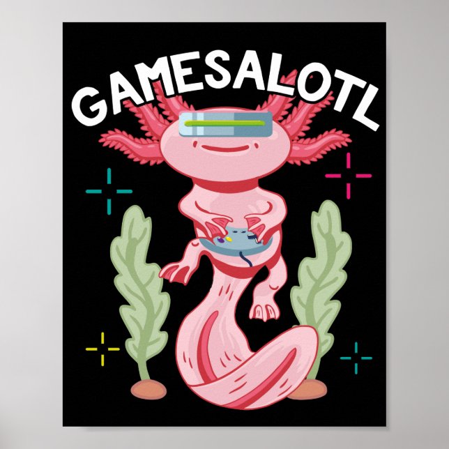 Poster Jeux Axolotl Gamesalotl Kawaii (Devant)