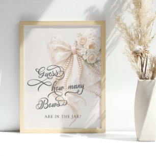 Poster Jeux de baby shower Combien de nœuds Fleurs à ruba