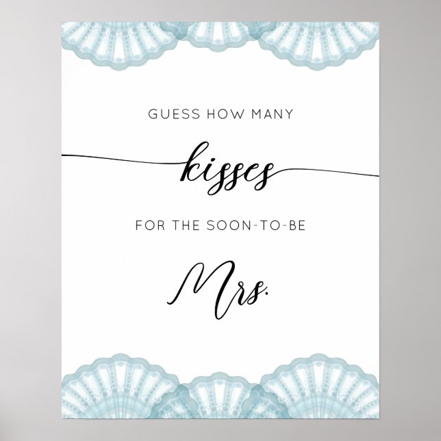 Poster Jeux de baby shower Coquille Bleue combien de bais (Devant)