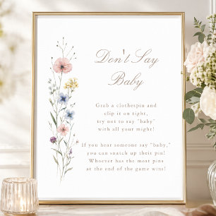 Poster Jeux de Baby Shower Little Wildflower Baby - Ne di