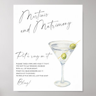 Poster Jeux de baby shower Martini Mets un anneau dessus
