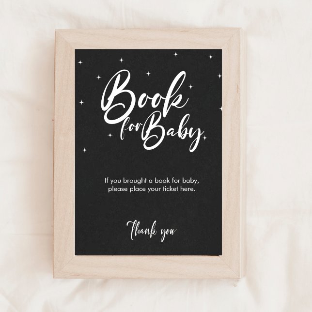 Poster Jeux de Baby shower minimaux Livres pour bébé (Minimal Baby Shower Games Books For Baby Sign)