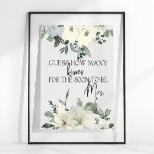 Poster Jeux de devinette de baisers aux roses blanches d'