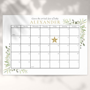 Poster Jeux de devinette de date prévue pour Baby Shower 