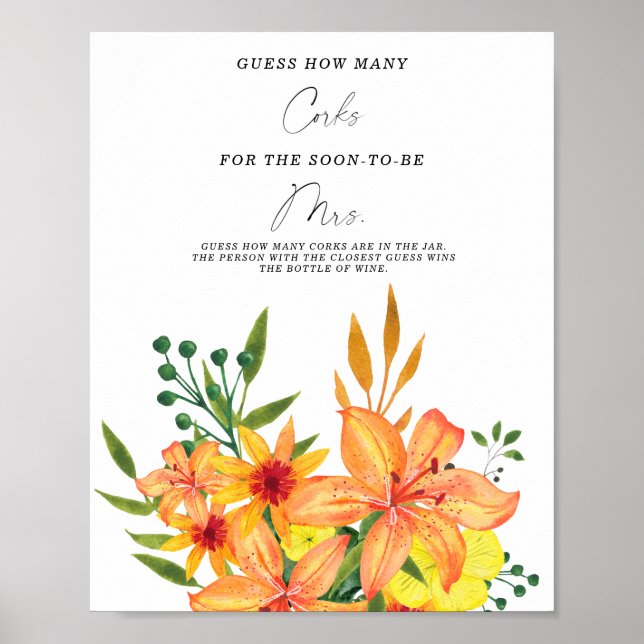 Poster Jeux de mariage: Combien de bouchons ? (Devant)